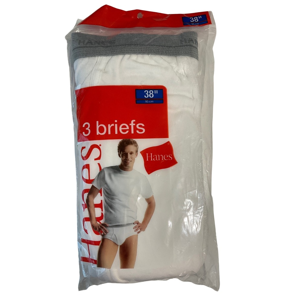 Vintage Hanes Classic Briefs 2006 100% Cotton 3 Pack White Underwear Quality 38"